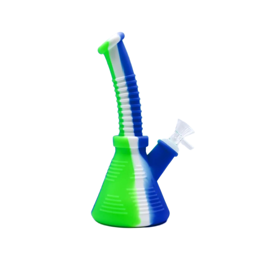 8" Angled Ribbed Beaker Silicone Bong