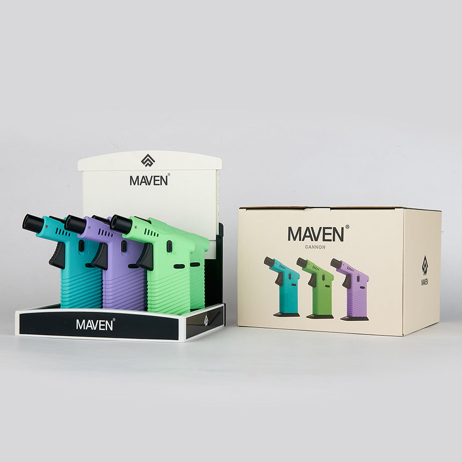 Maven Cannon Torch Pocket Lighter (Blue/Green/Purple) - 6ct