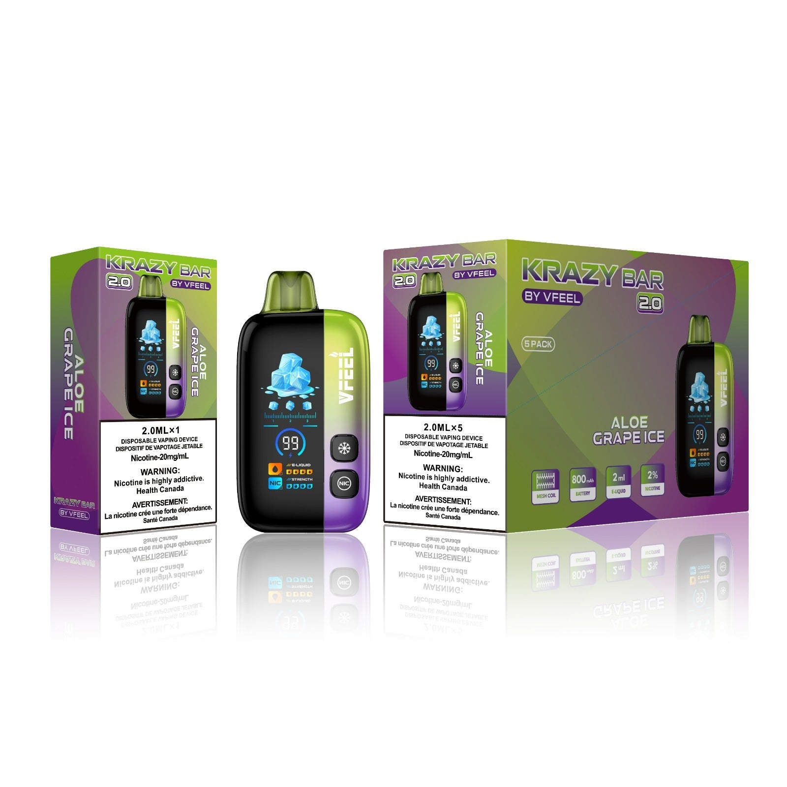 VFEEL 2.0 Krazy Bar Disposable Vape [20MG] (5pc/Carton) [Federal]