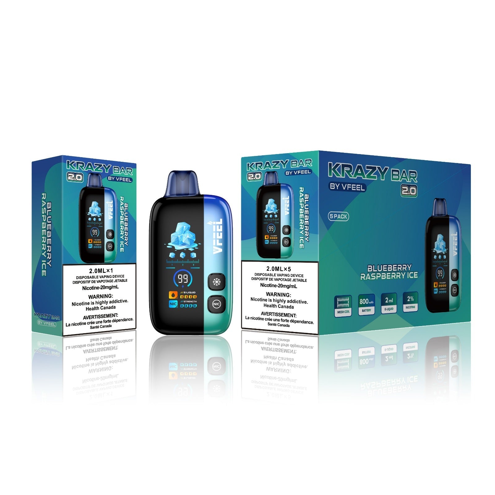 VFEEL 2.0 Krazy Bar Disposable Vape [20MG] (5pc/Carton) [Federal]