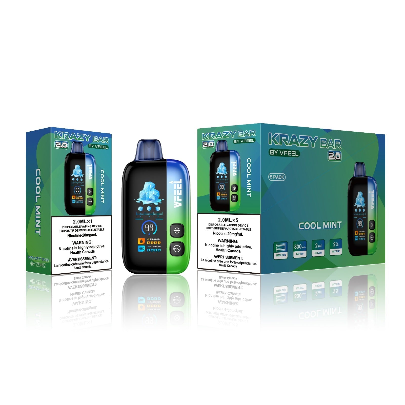 VFEEL 2.0 Krazy Bar Disposable Vape [20MG] (5pc/Carton) [Federal]