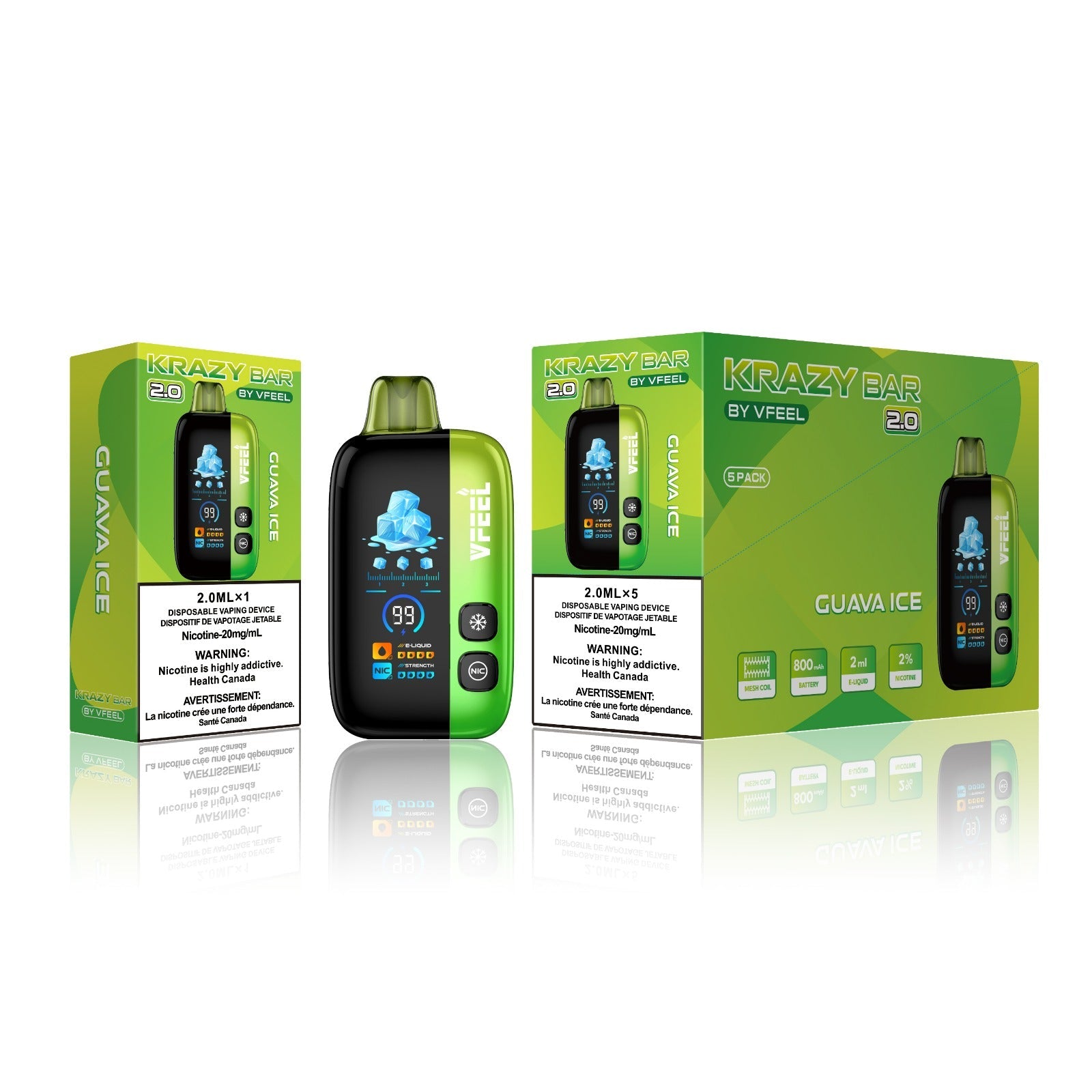 VFEEL 2.0 Krazy Bar Disposable Vape [20MG] (5pc/Carton) [Federal]