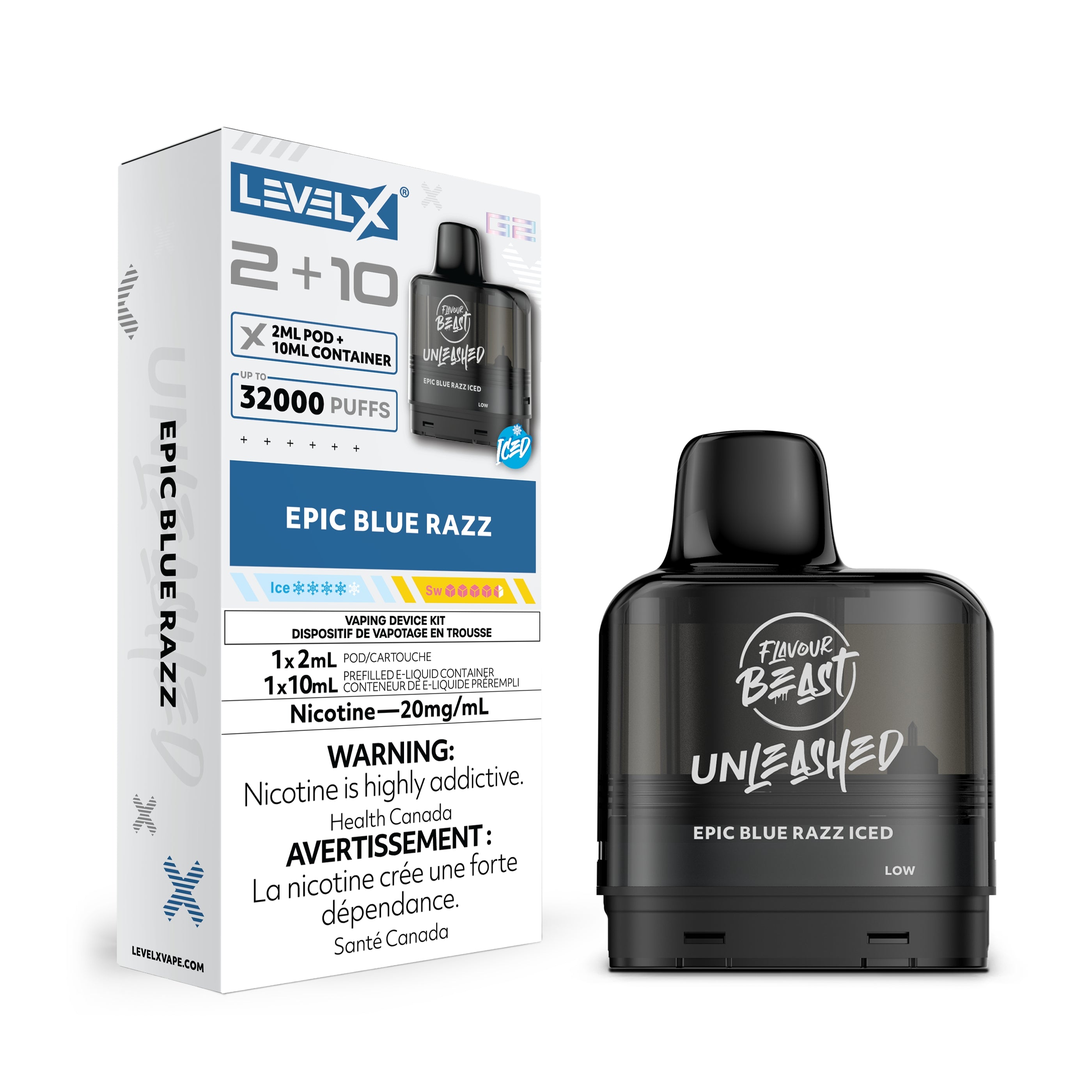 Level X G2 Pod 2+10ml - Unleashed - 20MG 5pc/Carton [Federal]