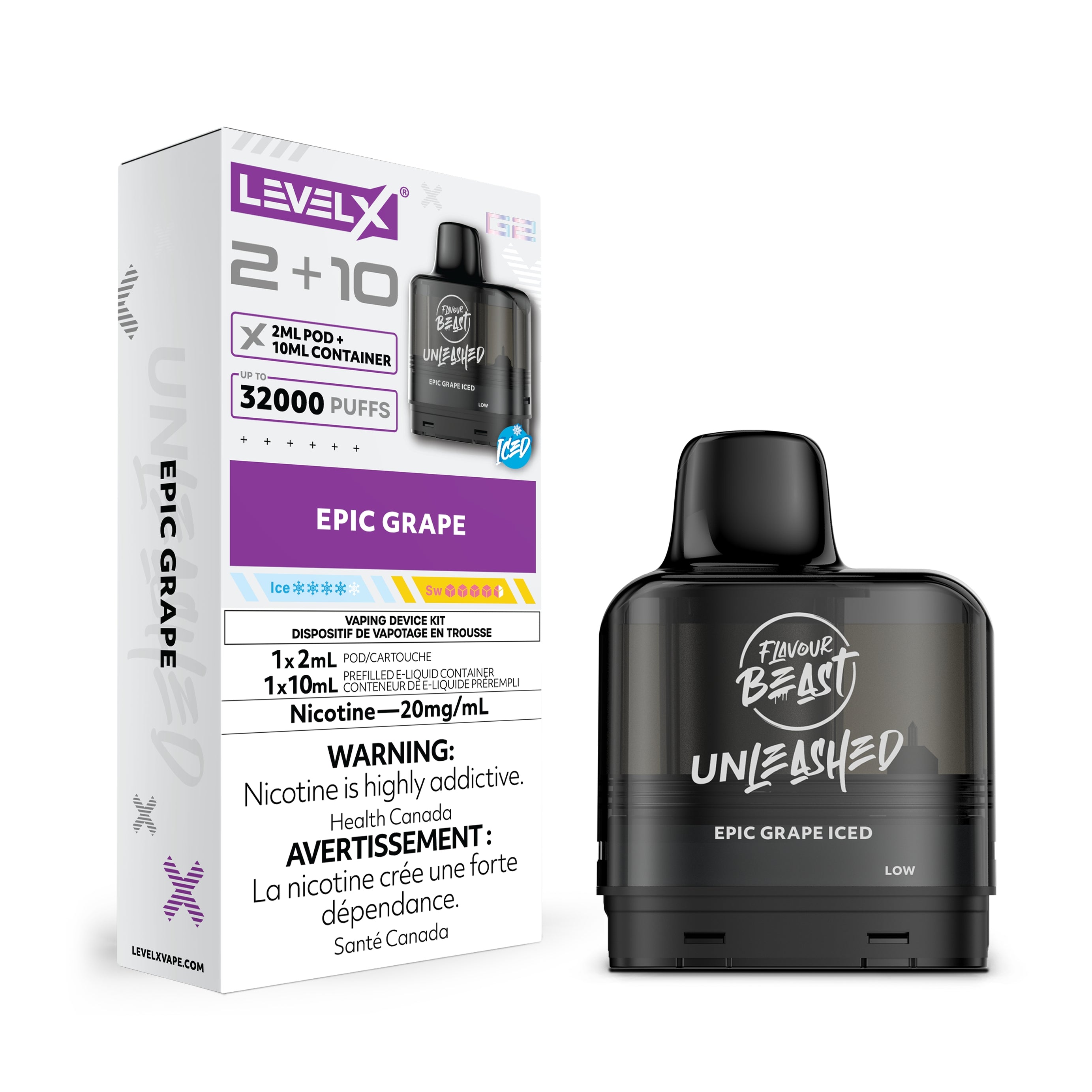 Level X G2 Pod 2+10ml - Unleashed - 20MG 5pc/Carton [Federal]