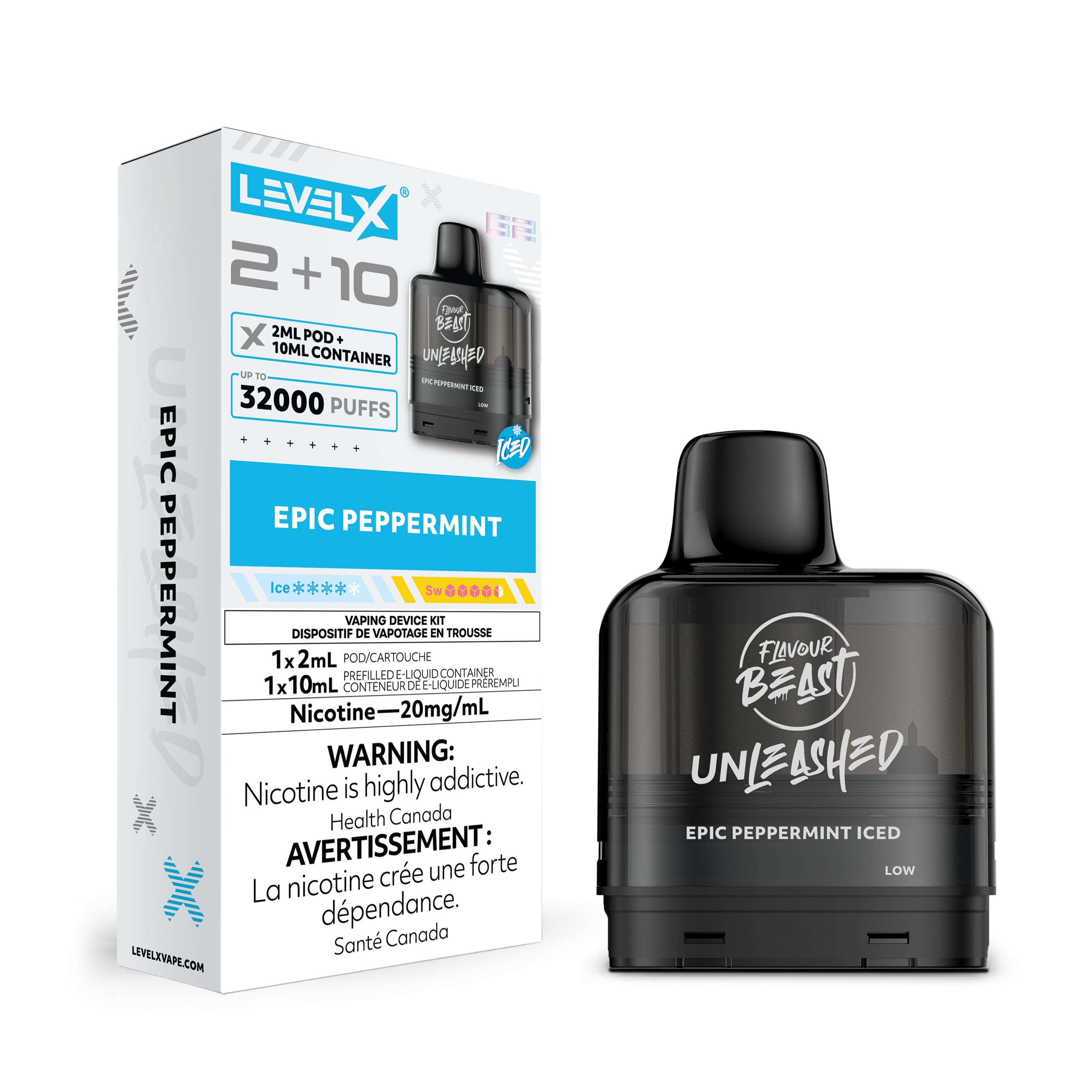 Level X G2 Pod 2+10ml - Unleashed - 20MG 5pc/Carton [Federal]