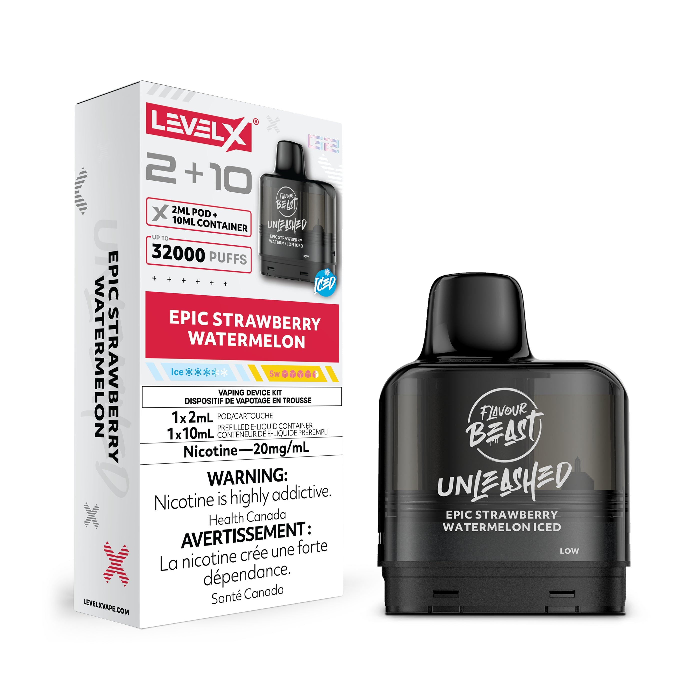 Level X G2 Pod 2+10ml - Unleashed - 20MG 5pc/Carton [Federal]