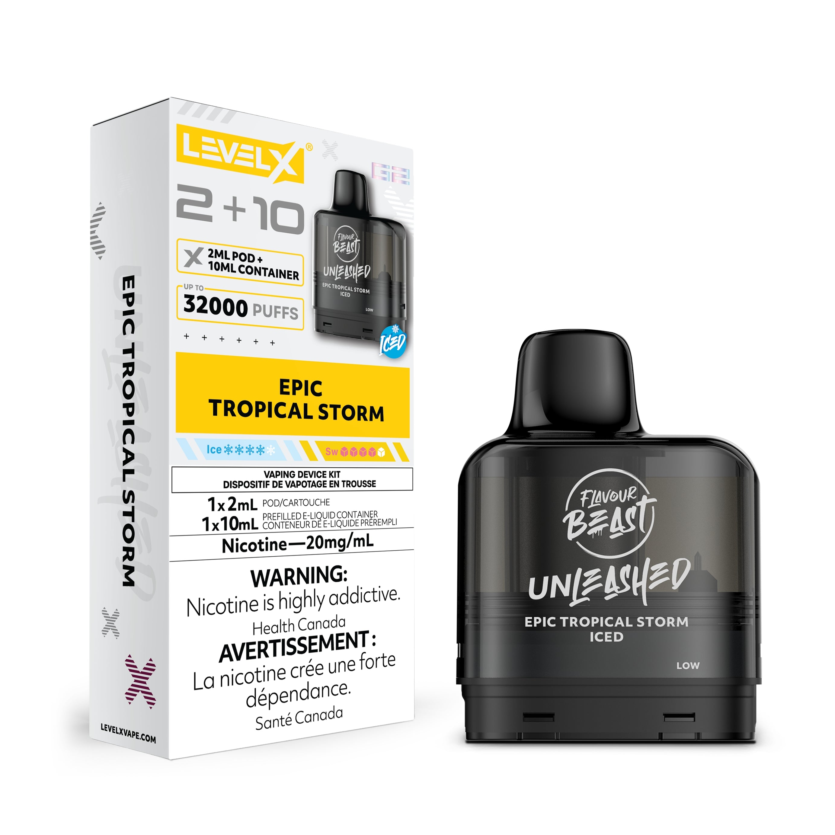 Level X G2 Pod 2+10ml - Unleashed - 20MG 5pc/Carton [Federal]
