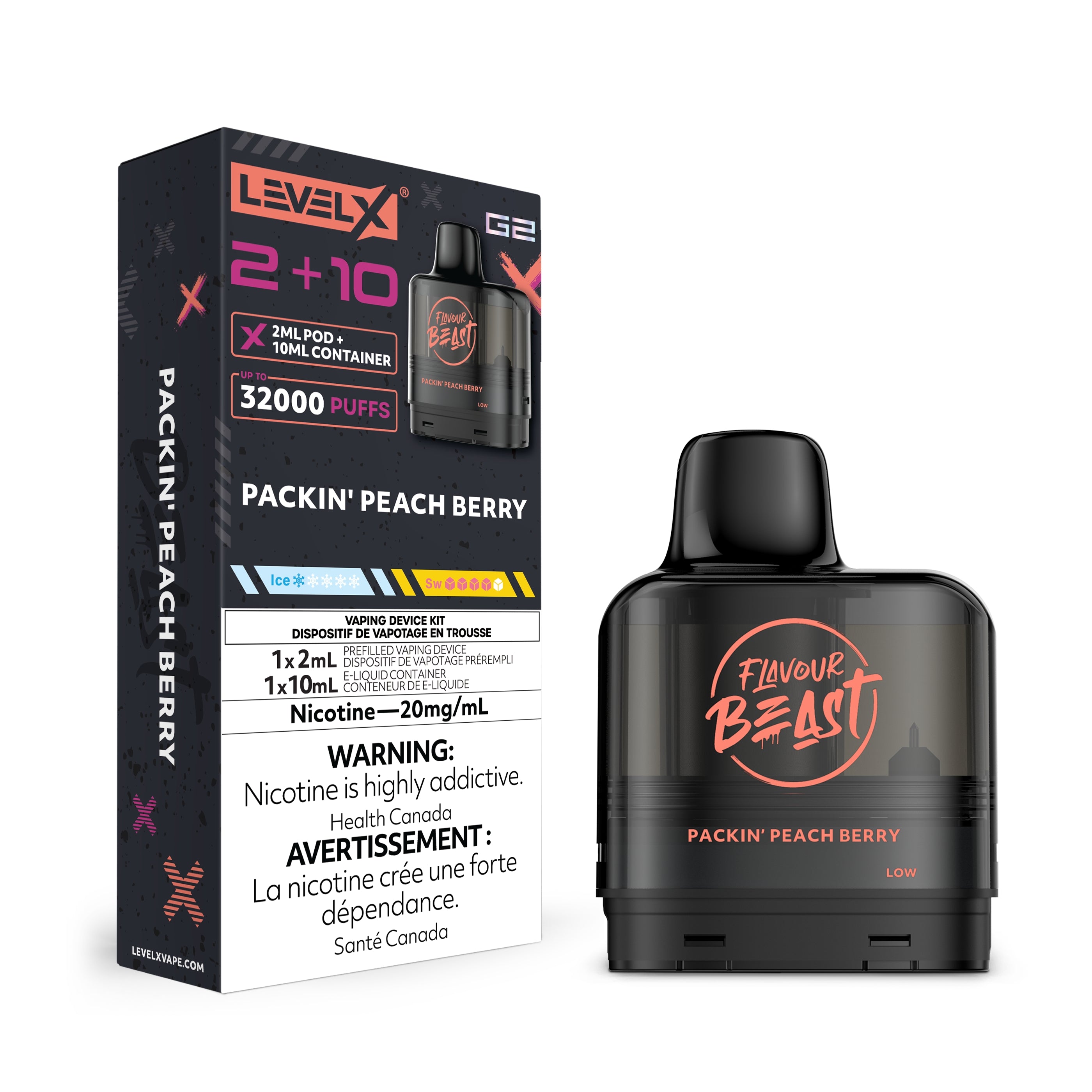Level X G2 Pod 2+10ml - Flavour Beast - 20MG 5pc/Carton [Federal]