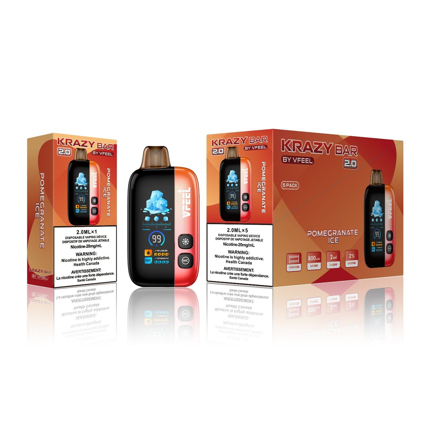 VFEEL 2.0 Krazy Bar Disposable Vape [20MG] (5pc/Carton) [Federal]