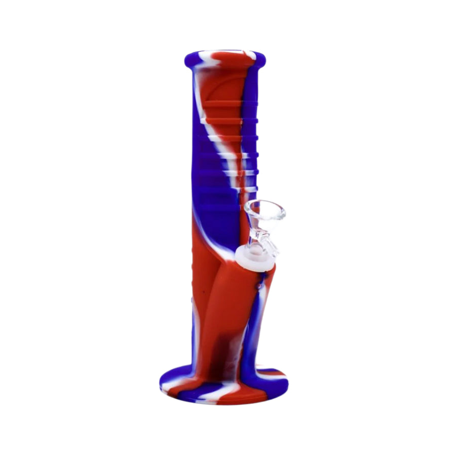 8" Grooved Straight Pipe Silicone Bong