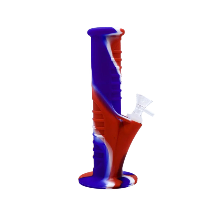 8" Grooved Straight Pipe Silicone Bong
