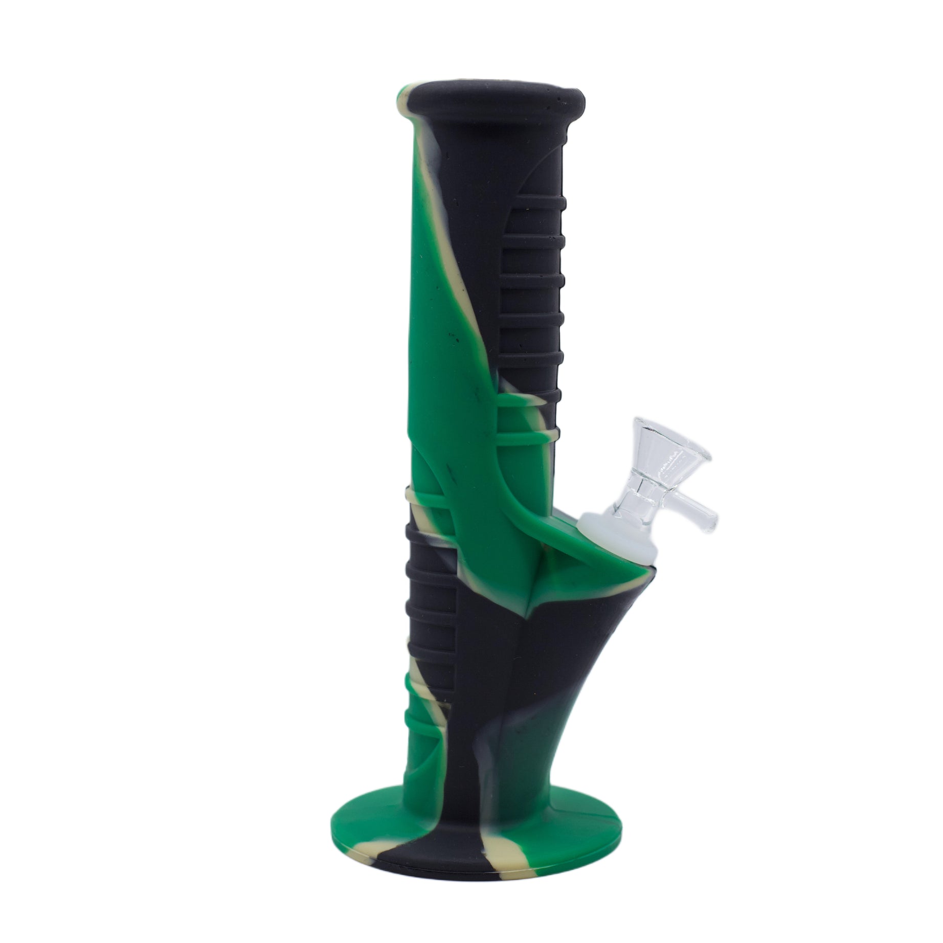 8" Grooved Straight Pipe Silicone Bong