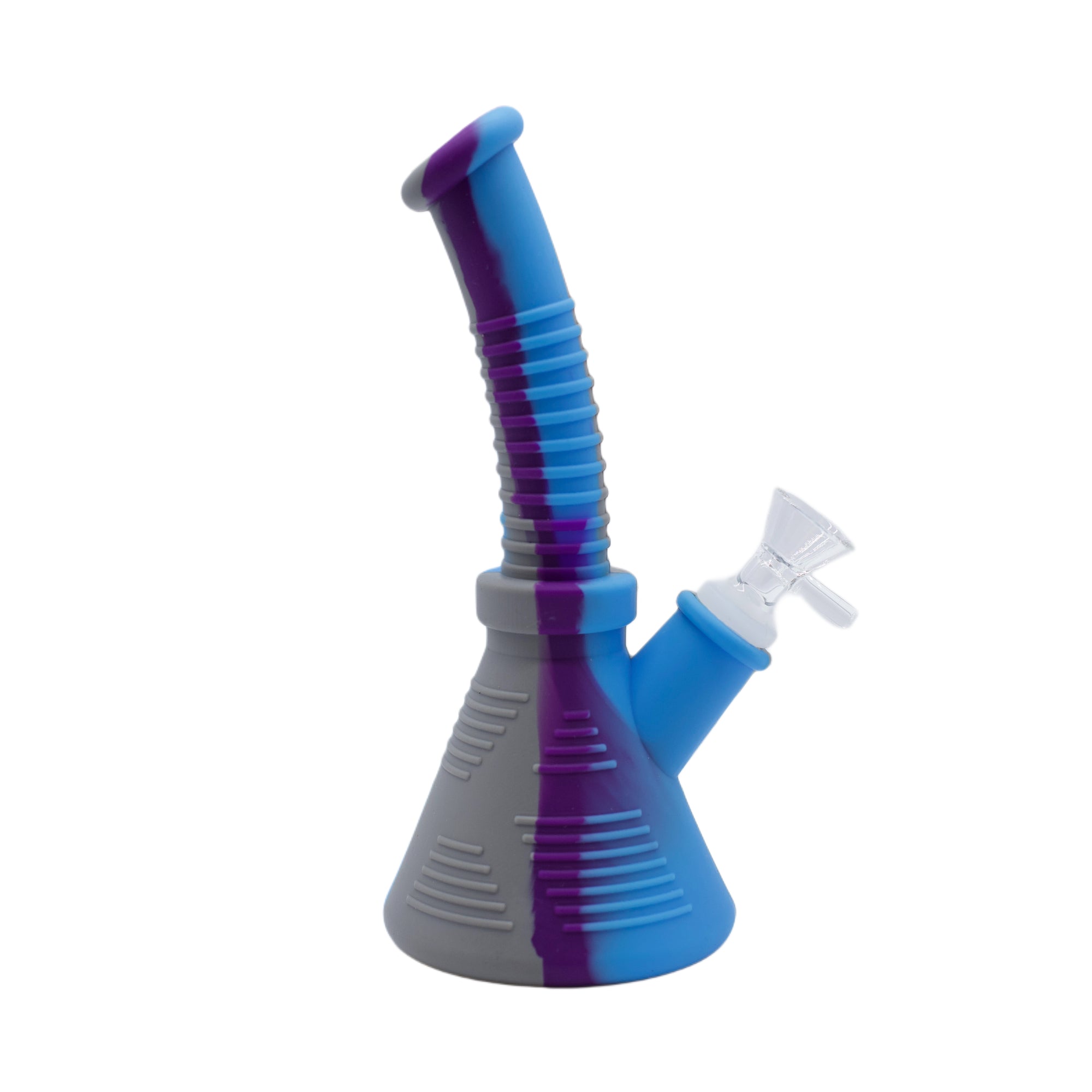 8" Angled Ribbed Beaker Silicone Bong