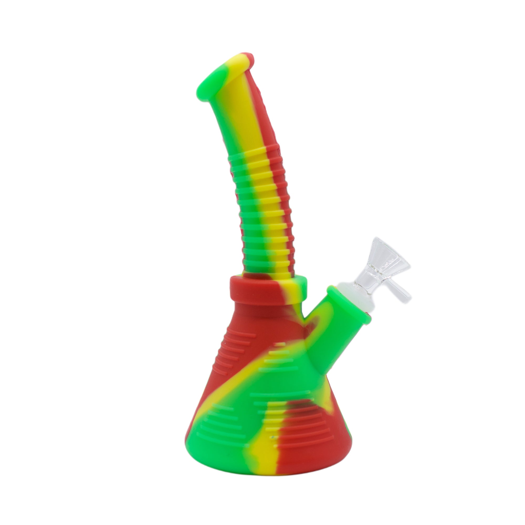8" Angled Ribbed Beaker Silicone Bong