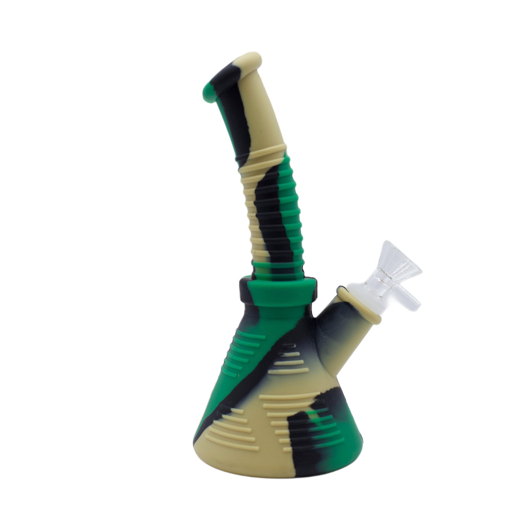 8" Angled Ribbed Beaker Silicone Bong
