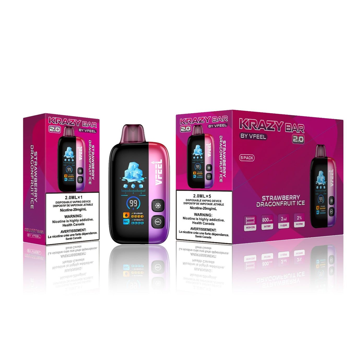 VFEEL 2.0 Krazy Bar Disposable Vape [20MG] (5pc/Carton) [Federal]