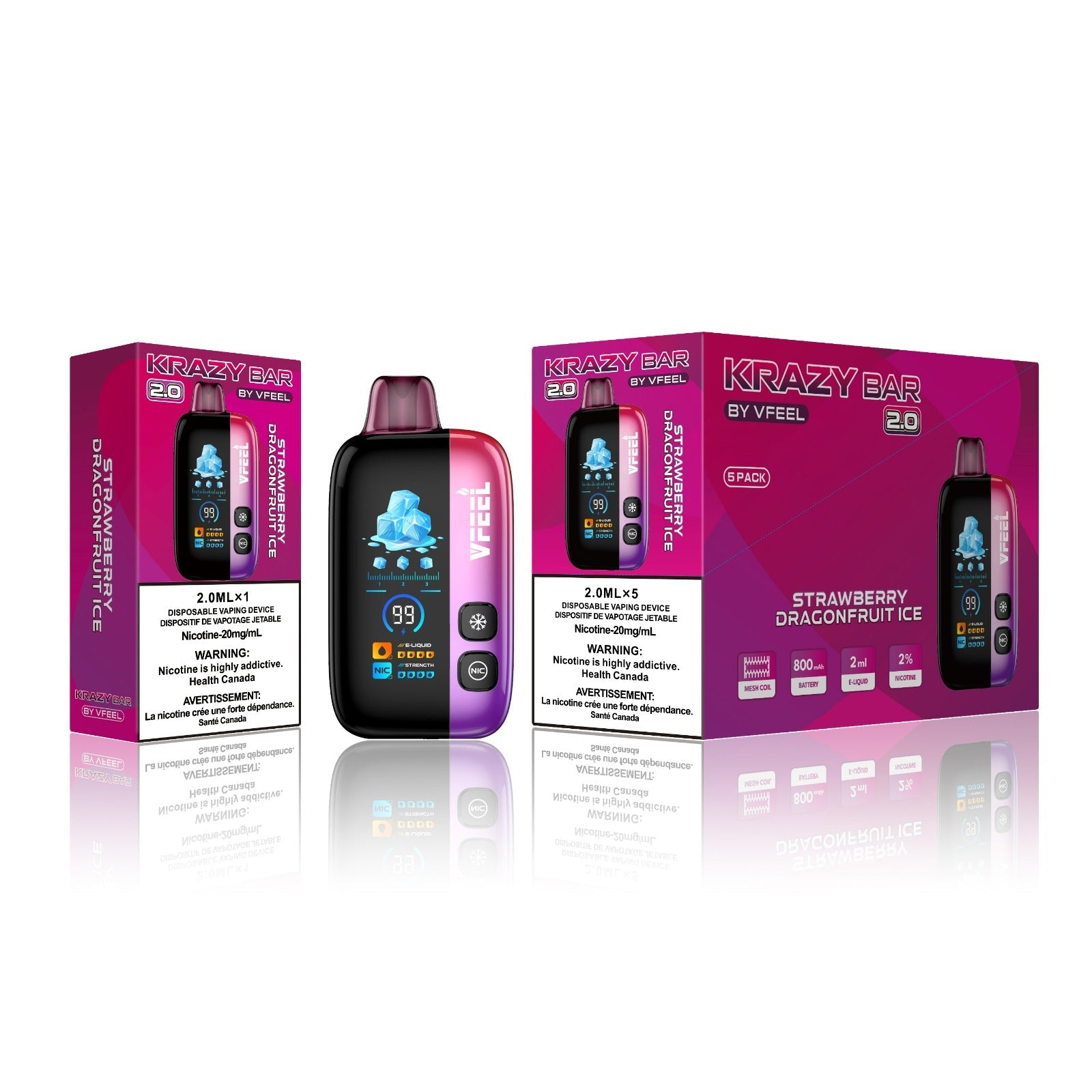 VFEEL 2.0 Krazy Bar Disposable Vape [20MG] (5pc/Carton) [Federal]