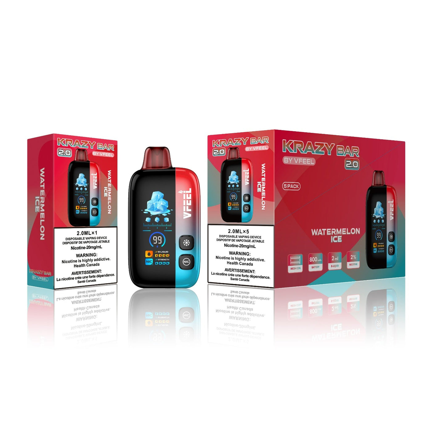 VFEEL 2.0 Krazy Bar Disposable Vape [20MG] (5pc/Carton) [Federal]