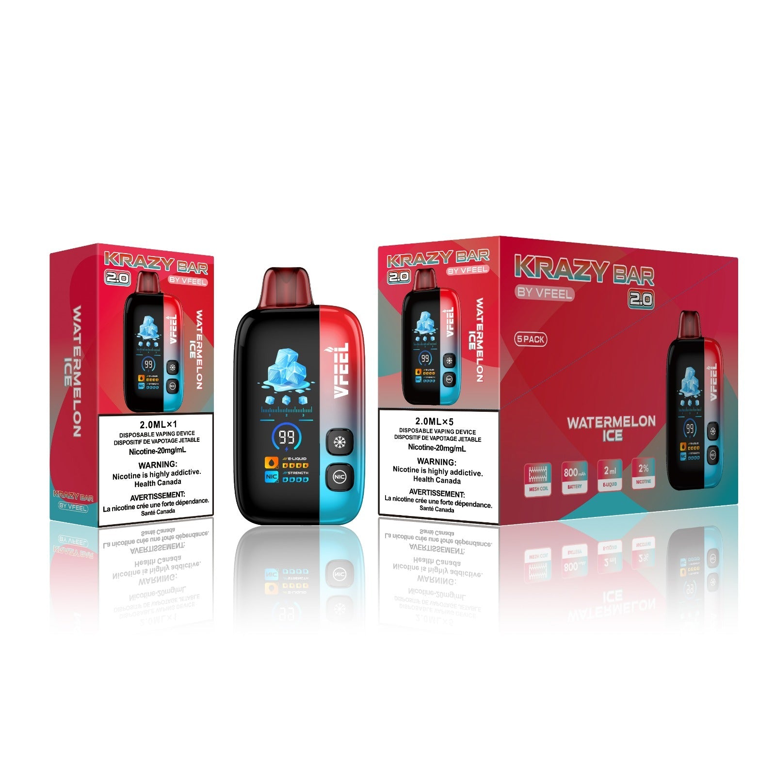 VFEEL 2.0 Krazy Bar Disposable Vape [20MG] (5pc/Carton) [Federal]