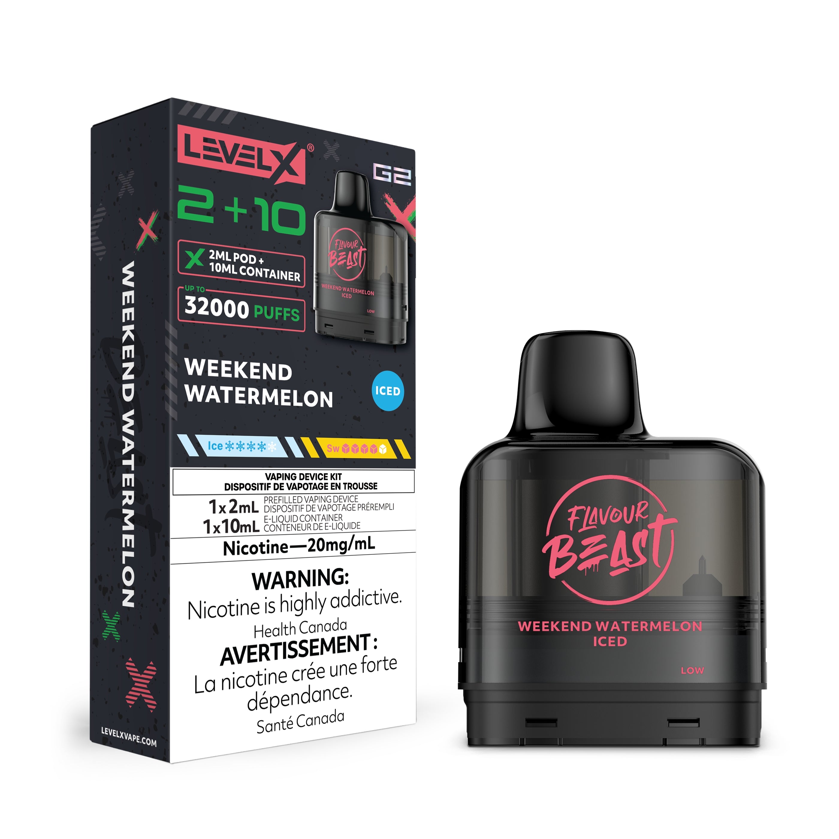 Level X G2 Pod 2+10ml - Flavour Beast - 20MG 5pc/Carton [Federal]