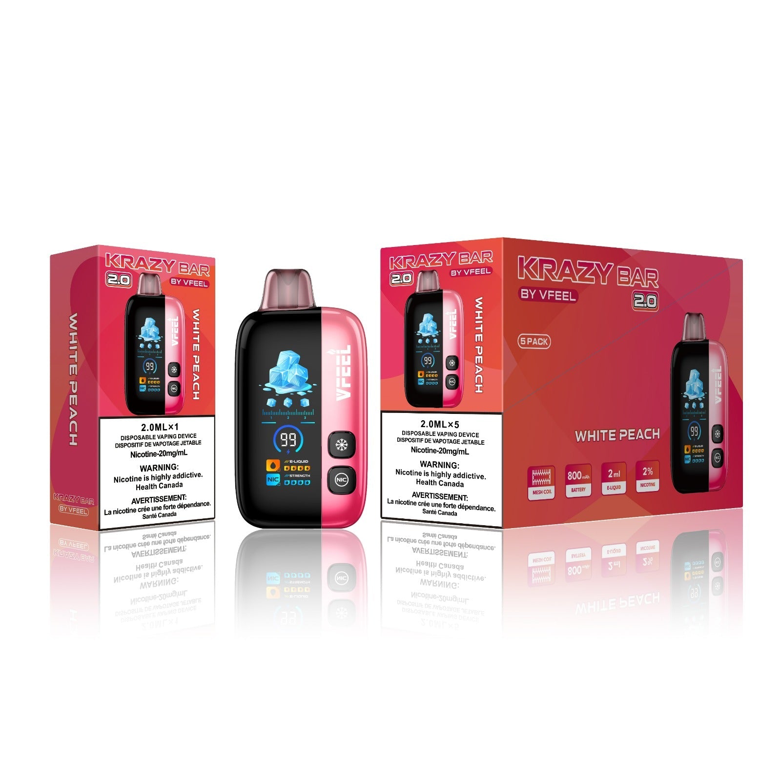 VFEEL 2.0 Krazy Bar Disposable Vape [20MG] (5pc/Carton) [Federal]