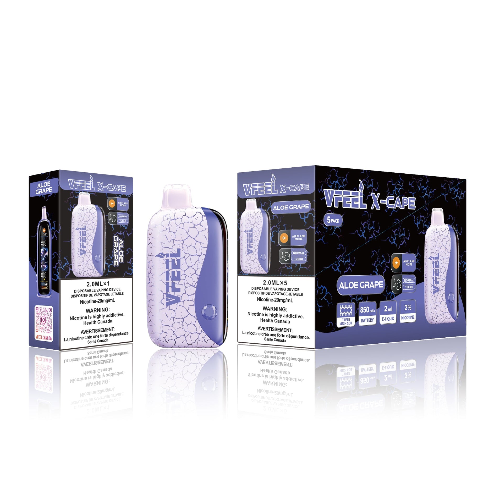 Vfeel X-Cape 60K Disposable [20MG Intense] (5pc/Carton) [Federal]