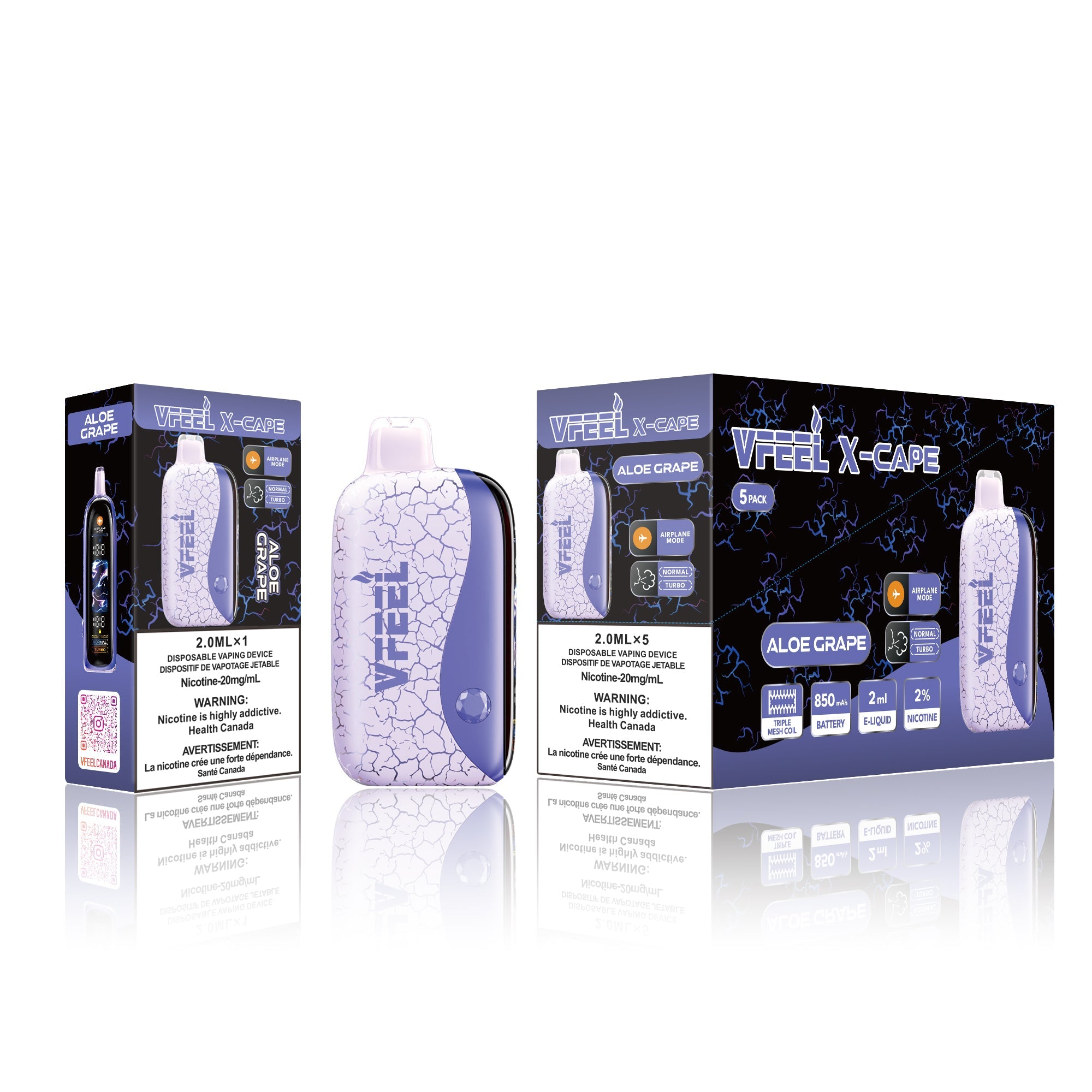 Vfeel X-Cape 60K Disposable [20MG Intense] (5pc/Carton) [Federal]