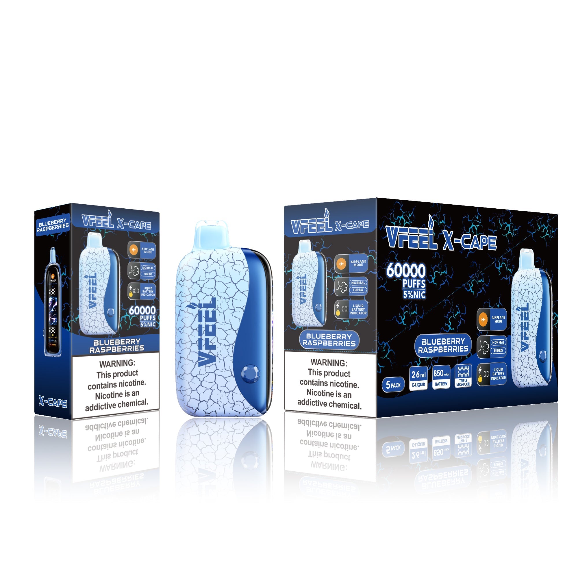 Vfeel X-Cape 60K Disposable [20MG Intense] (5pc/Carton) [Federal]