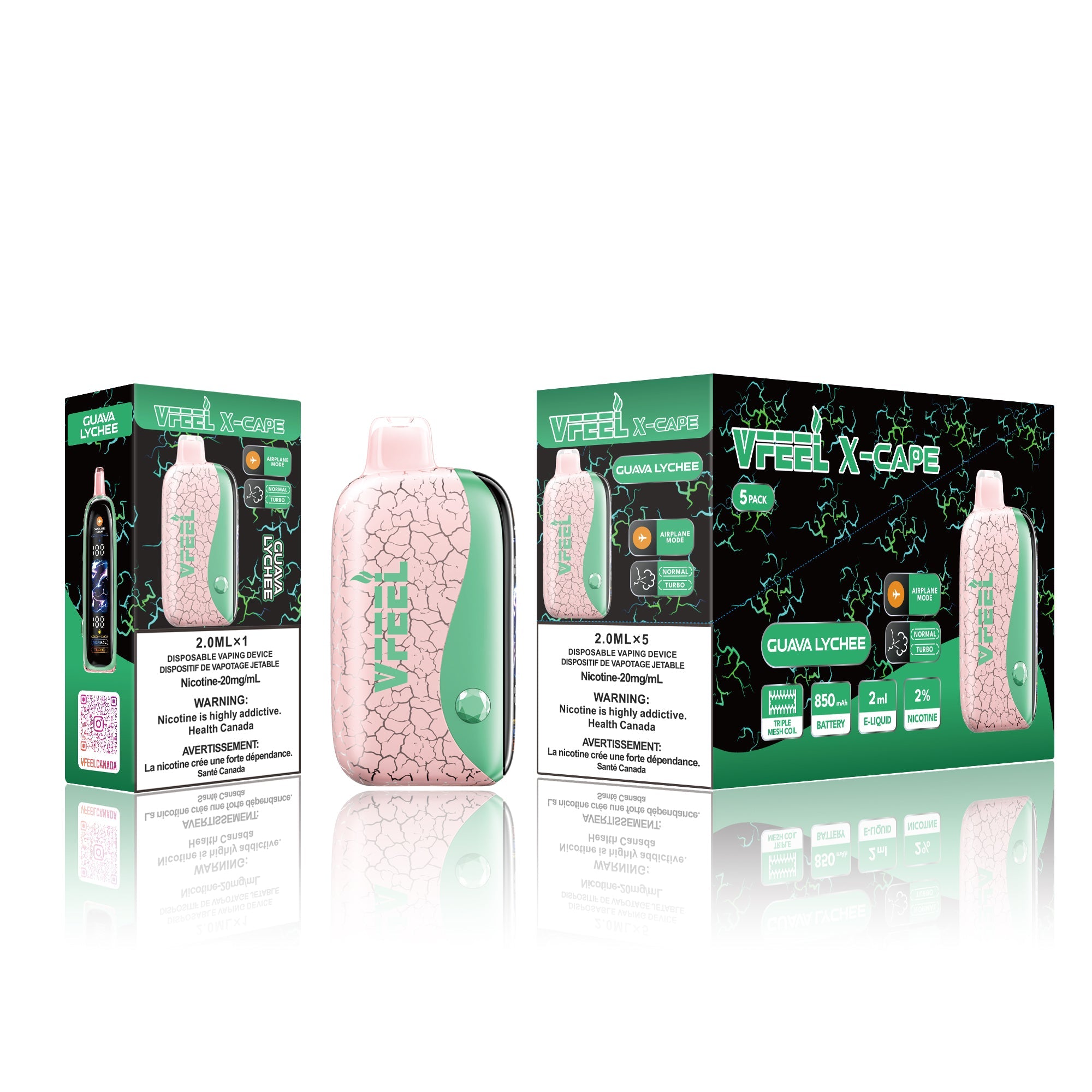 Vfeel X-Cape 60K Disposable [20MG Intense] (5pc/Carton) [Federal]