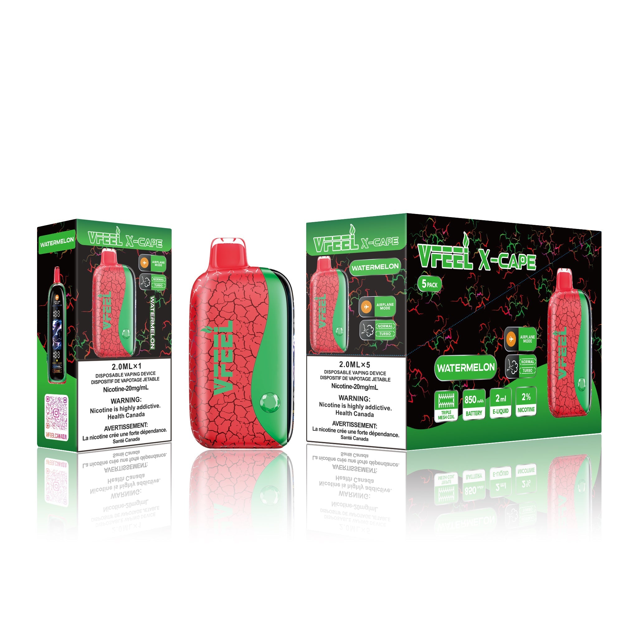 Vfeel X-Cape 60K Disposable [20MG Intense] (5pc/Carton) [Federal]